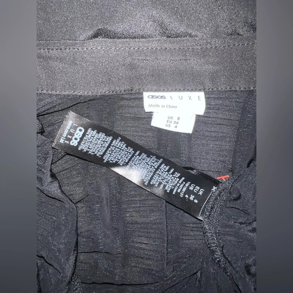 ASOS LUXE ruched chiffon shirt in black size 4 - Picture 10 of 10